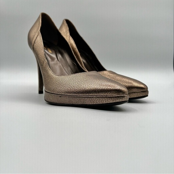 SERGIO ROSSI BRONZE METALLIC HEELS LEATHER PUMPS DESIGNER HEEL WOMEN SIZE 37 1/2 - Picture 14 of 14